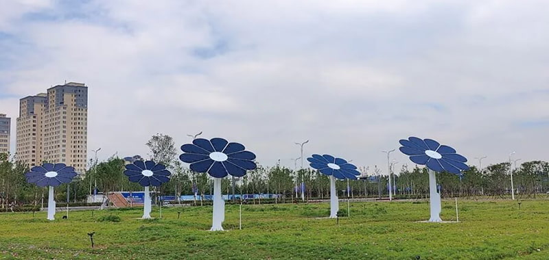 Les parapluies solaires d'AJPOWER fleurissent au centre international de congrès et d'expositions de Shandong Langfang